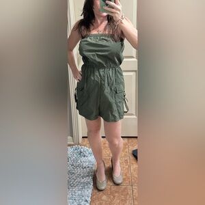 No Boundaries Forest Green Strapless Romper